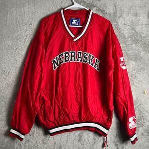 Vintage Starter University of Nebraska Pullover Red 90s‎ XL Huskers Cornhuskers